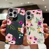 Floral Pattern Leather Texture Soft TPU Case For iPhone 16 15 14 Pro Max 15 Plus 12 13 Pro Max 11 Flowers Shockproof Phone Cover