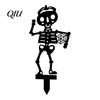 Garden Stakes for Flower Beds Halloween Skeleton Stake, Metal with Bat Spider Yard Art Fun Lawn Ornaments Black Silhouette Decoration Bed Shaped