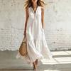 Summer new European and American ruffle edge sleeveless fashion dress vacation style loose casual dress