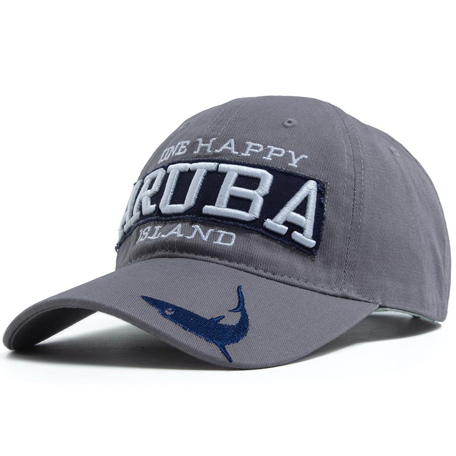 

New ARUBA Letter With Shark Embroidery Baseball Cap Men Women Casual Sun Hat Cotton Soft Top Snapback Outdoor Sports Visor Cap Adjustable сірий колір