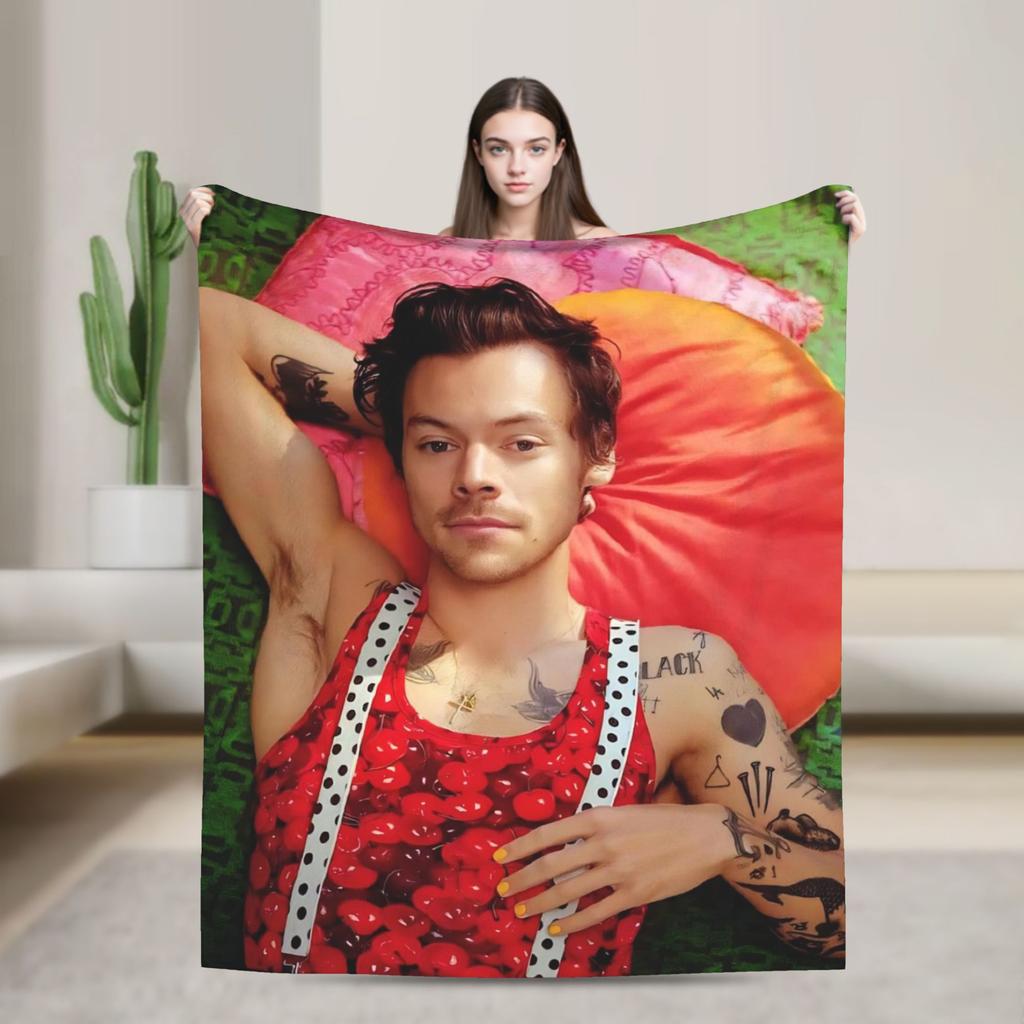 Kiss All The Time Album Blanket Fleece Harrys Music Styles Warm Throw Blankets for Airplane Travel Bedspread