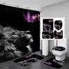 Crown Lion King 3D Luxury Bathroom Curtains Shower Curtain Set for Bathroom Modern Geometric Bath Rug Decor
