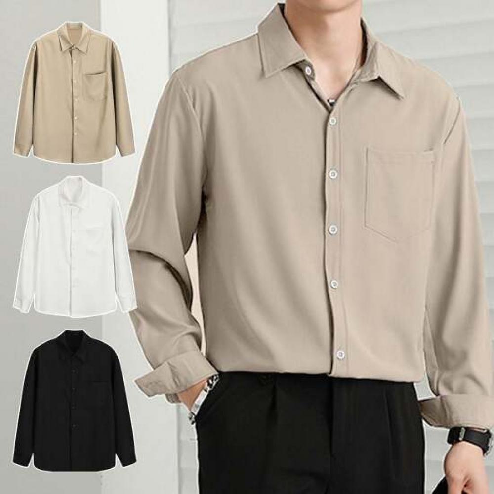 Limid Men S baSic Pocket Collar LOng Sleeve Shirt On Sha Qwford41