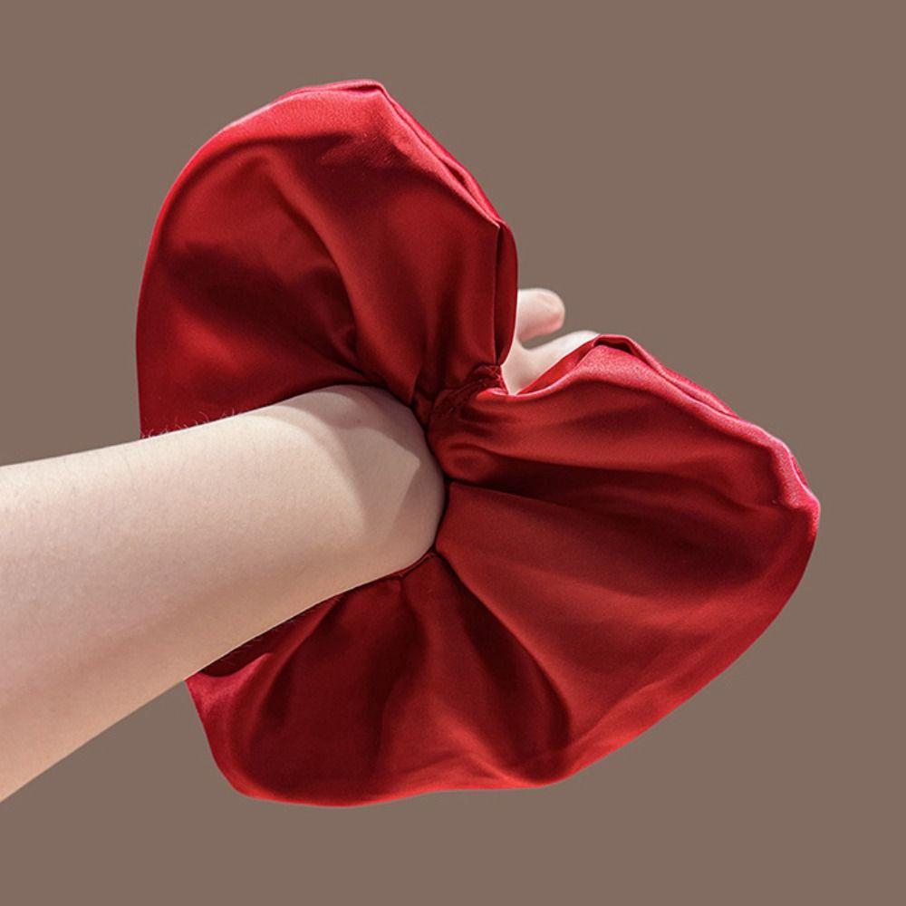 Chouchous Satin Grands Forme Cœur Anneau à Cheveux Exagéré Dames