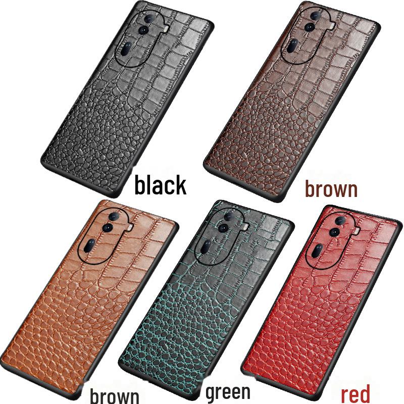 

Защитный чехол из натуральной кожи с тиснением под крокодила для OPPO Reno9 Pro, Всесторонний чехол для Reno9 Pro+. Reno 11 Pro красный
