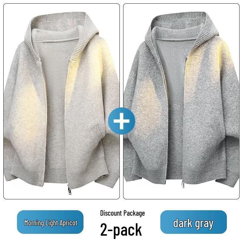 Herren Premium Amerikanischer Stil Übergroßer Strick-Hoodie-Cardigan