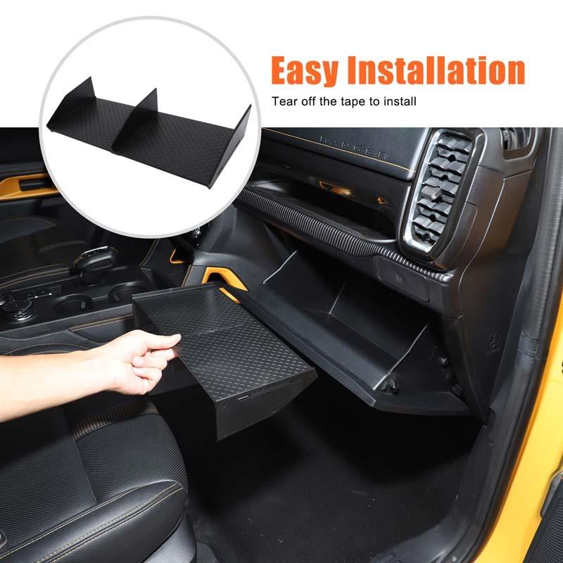 For Ford Ranger -2025 2026 ABS Car Glove Box Dividers Organizer ert Compartment Tray Car Interior Accessories
