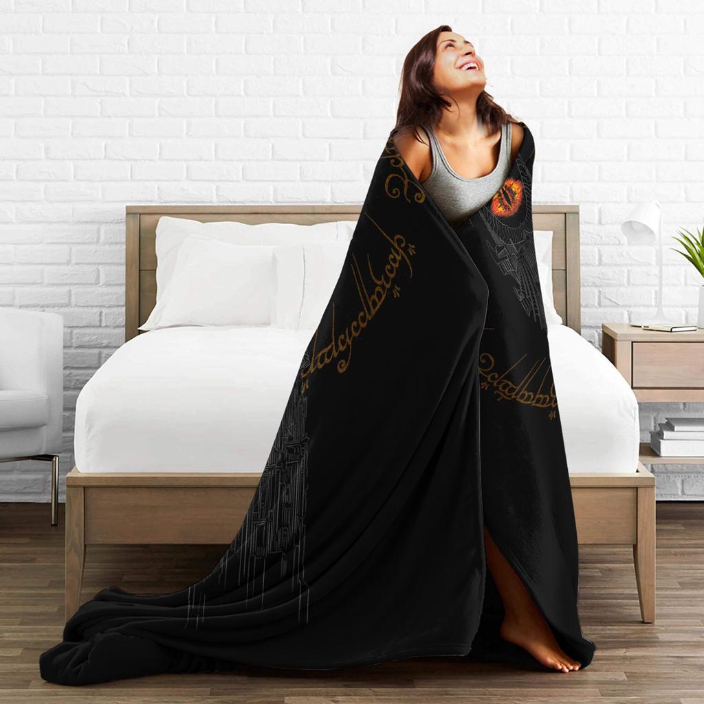 L-Lords Of The R-Rings Tower of Mordor Blanket Flannel Summer  Portable Super Warm Throw Blanket for Bed Bedroom Rug Piece