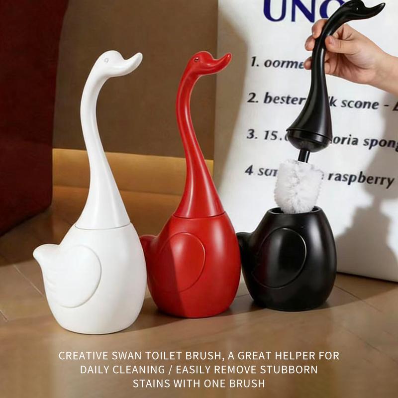 Cepillo para Inodoro Creativo de Cisne Limpieza del Hogar Base para Inodoro Mango Largo Juego de Cepillos de Limpieza Suministros de Decoración para Baño Regalo