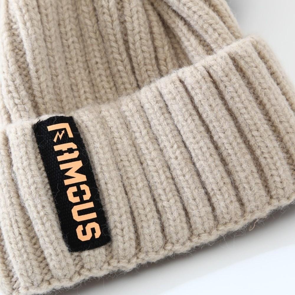 Long Label Knit Beanie Soft Crochet Hat New Winter Hat  Men Women