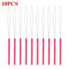 10 pcs Hair Extensions Loop Needle Pulling Hook Tool Needle Threader Loop Tool for Silicone Microlink Beads