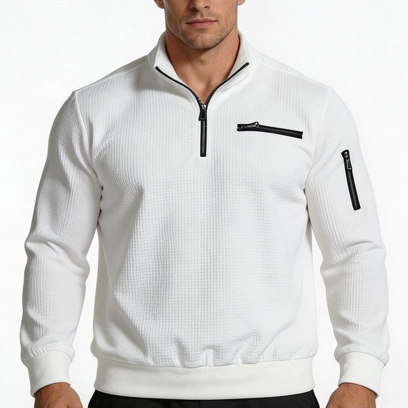 Men S Casual Zip Up Long Sleeve Loose Fit Hoodless Sweatshirt