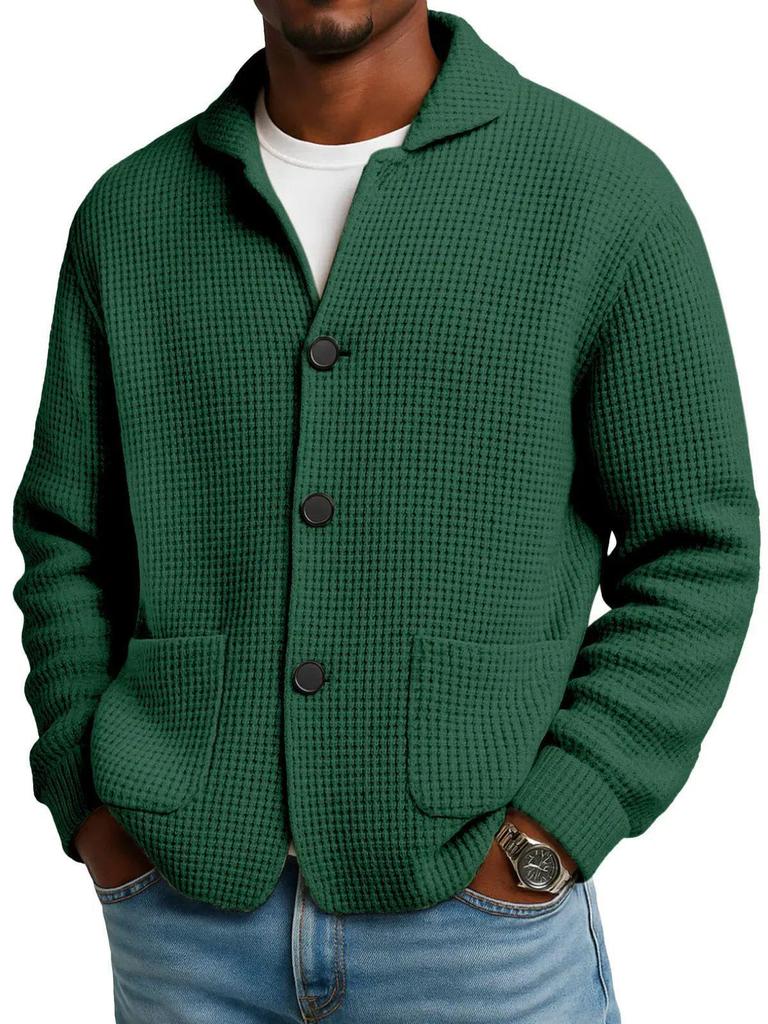Giacca da Uomo con Revers Europea & Americana - Autunno/Inverno Maglia a Nido d'Ape Camicia Casual alla Moda