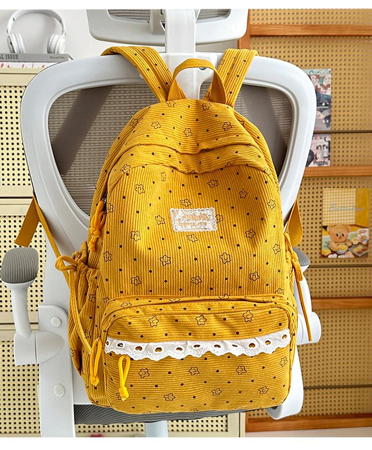 Schoolbag Korean version girl backpack polka dot lace large capacity backpack women's middle school student schoolbag leisure bag