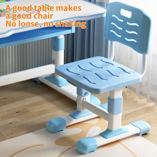 Set Scrivania Studio e Sedia per Bambini, Tavolo da Scrittura Regolabile in Altezza per Bambini Piccoli con Supporto Regolabile per Lettura, Luce LED per Studio, Soggiorno Camera da Letto Extra per Bambini