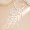 Fashionable Imitation Pearls Layering Necklace With Flowing Fringe Detail Adjustable Beaded Clavicle Chain