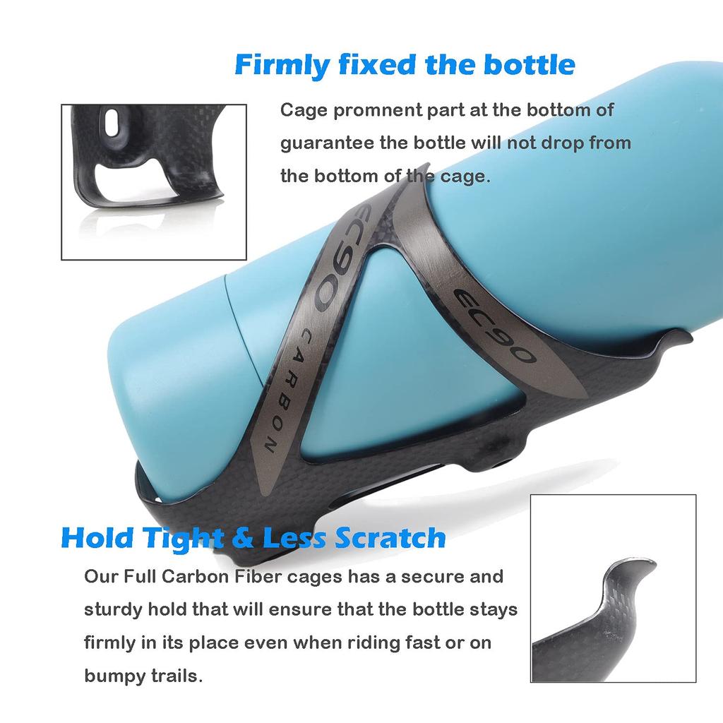 JPFASHIONING Road Bike MTB Ultralight 3K Full Carbon Fiber Bicycle Drink Water Bottle Cage Holder - Durable, with Screws