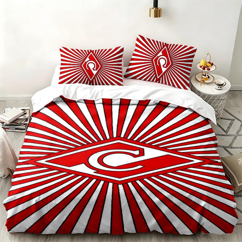 FC Spartak Moskau 3-teiliges Set Perfekt für das Schlafzimmer Bequemes Bettwäsche-Set enthält einen Bettbezug und zwei Kissenbezüge Ideales Geburtstags- oder Weihnachtsgeschenk