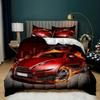 Race Car Bedding Set Twin Size Burning Red Flame Duvet Cover Set 3D Sports Car Comforter Cover King 2/3pcs Polyester Quilt Cover