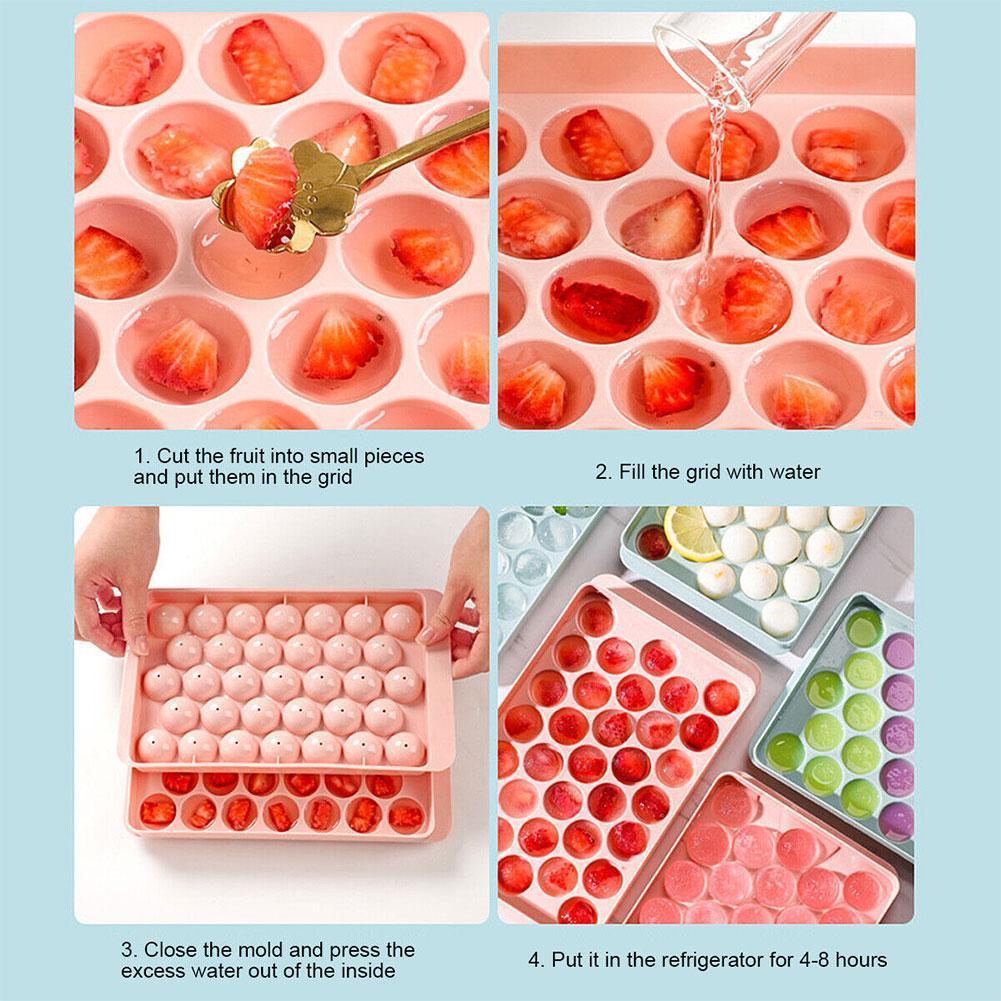 1-3pc 33Grids 3D Round Ice Cube Tray Freezer Ice Ball Maker Mold Easy Release DIY Molds Cocktail Whiskey Ice Mold Kitchen Tool