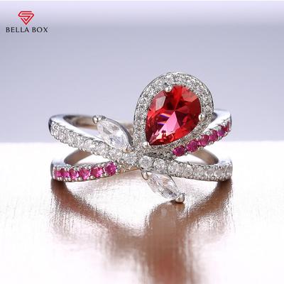 Oval Shaped Red Cubic Zirconia Women Rings Luxury Ladies Jewelry For Party Best Mother's Gift Brilliant CZ Rings