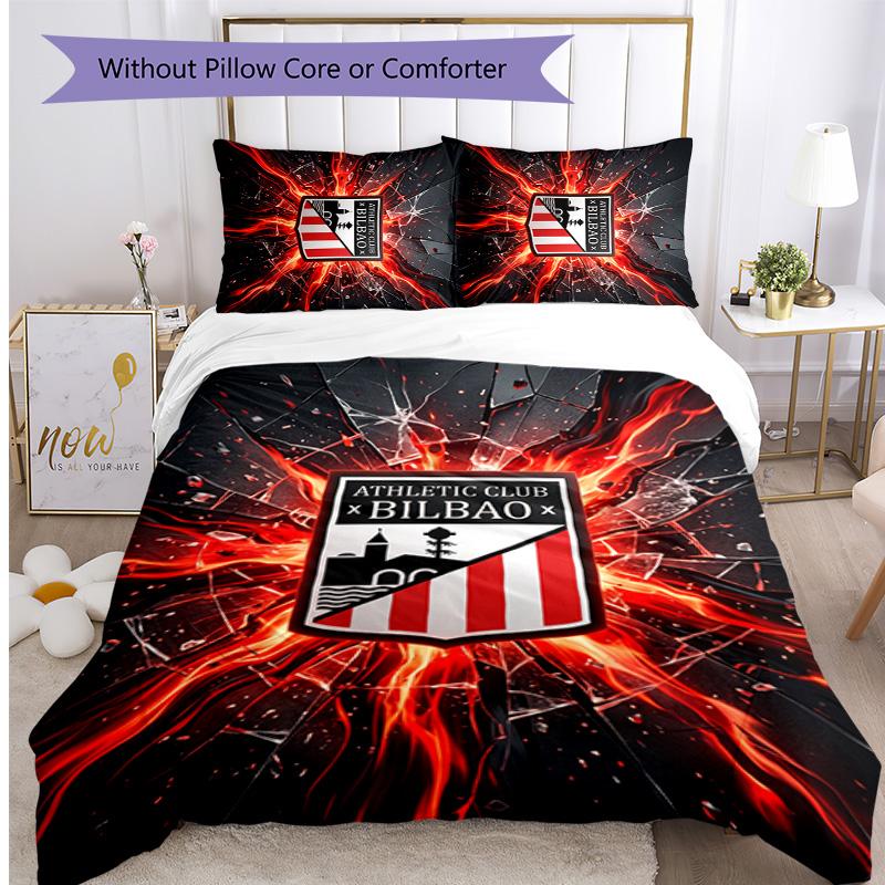 Set Lenzuola 3 Pezzi Stampato Calcio Athletic Bilbao, Comodo Set Copripiumino per Camera da Letto Amico della Pelle
