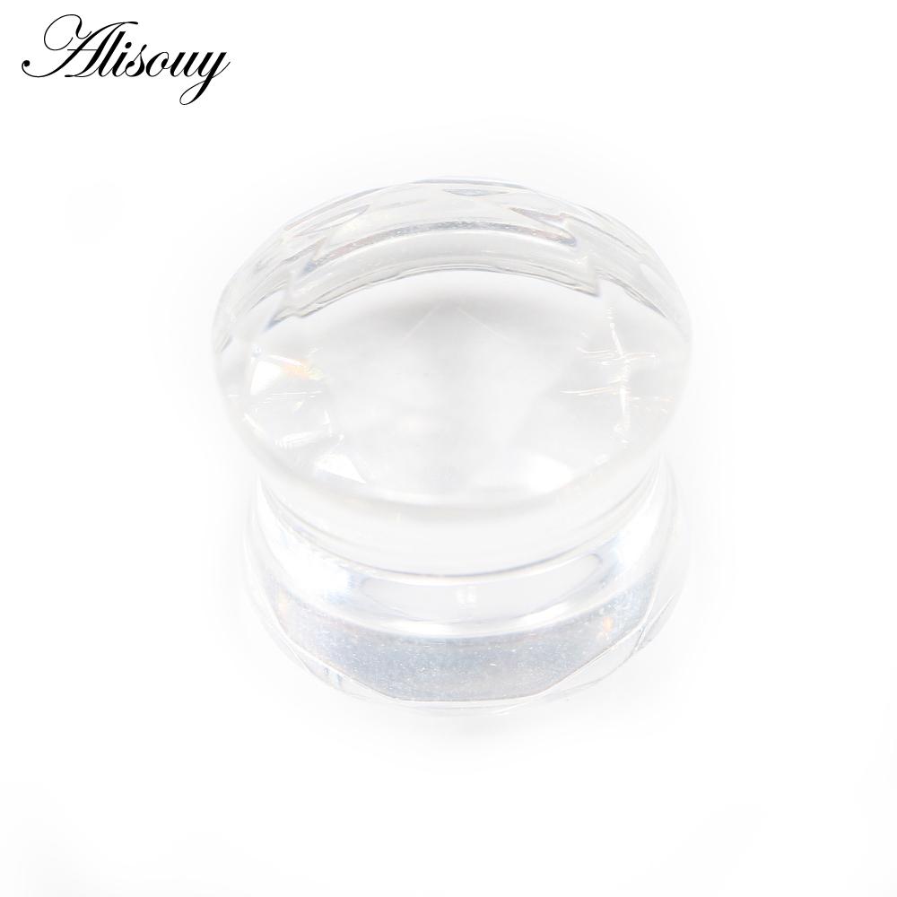 Alisouy 2PCS 6-19mm Schwarz Glas Rhombus Abschnitt Runde Ohr Tunnel Plugs Expander Keil Messgeräte Ohrring piercing Körper Schmuck