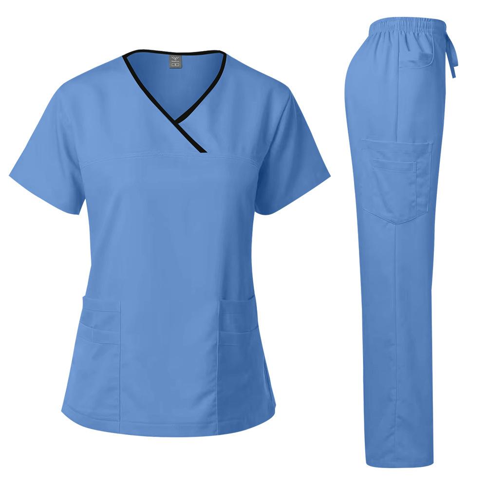 Uniform Pielęgniarki Medyczny Piękno SPA Uniforma Stomatologiczna Scrub Zestaw Scrubów Pielęgniarskich Opieka Zdrowotna Damski Strój Chirurgiczny Góra+Spodnie Garnitur Hurtownia