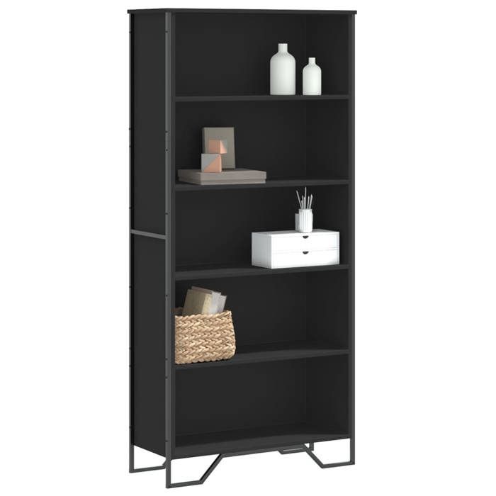 Bibliothèque - MAISON EXCLUSIVE - 80 x 31 x 169 cm - Noir - Bois d’ingénierie - 5 étagères
