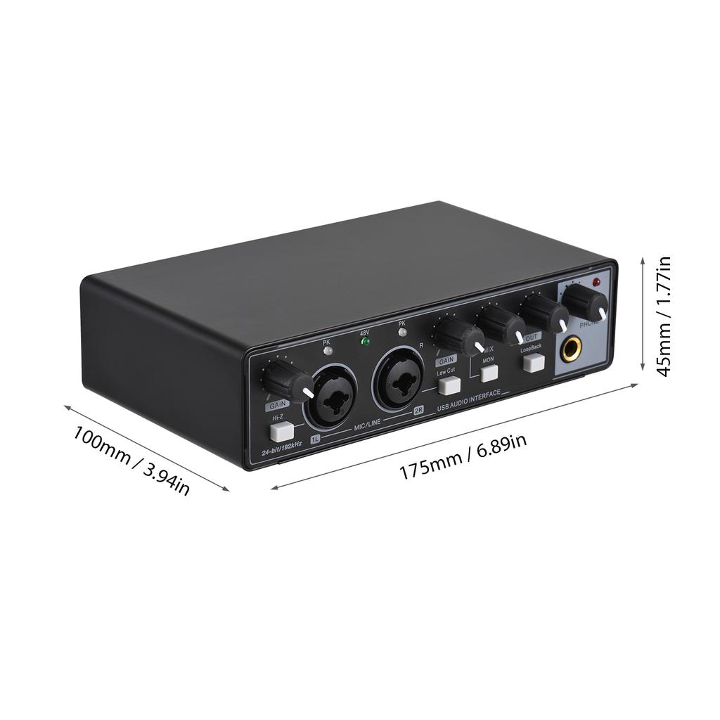 Professional Recording Microphone Interface 5V Type-C USB and Data USB 2.0 Mixing Console Microphone Sound Card