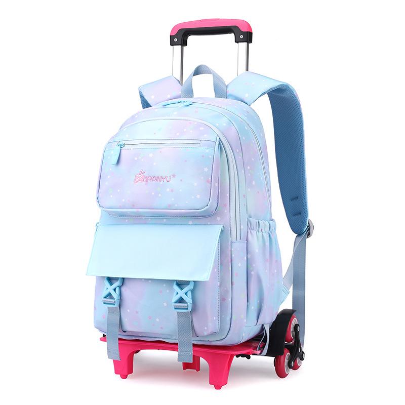 Zaino trolley con ruote per ragazza zaino di grande capacità zaino leggero borsa per libri borsa per scuola elementare con ruote
