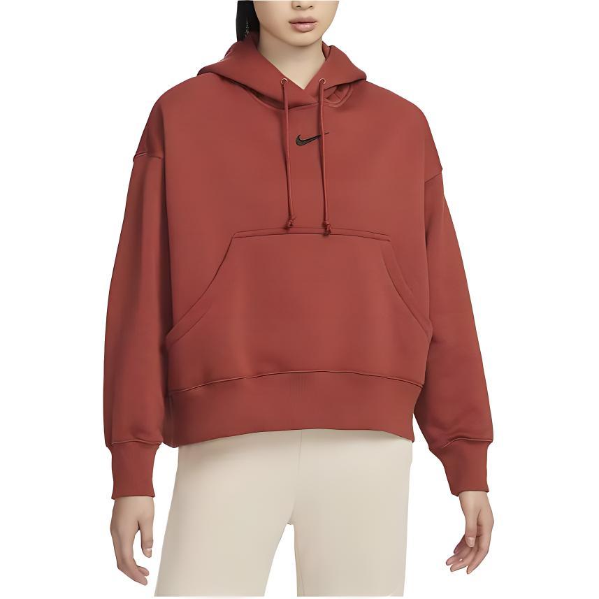 Nike Sweatshirts Women's Dark Orange Hooded Moderate Regular (Unisex) Sweatshirts DQ5859 832