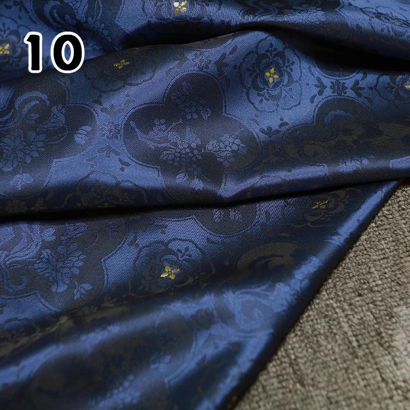 1m High End Jacquard Fabric Small Golden Osmanthus Lotus Flower Brocade Fabric for Cheongsam Horse Face Skirt DIY Sewing