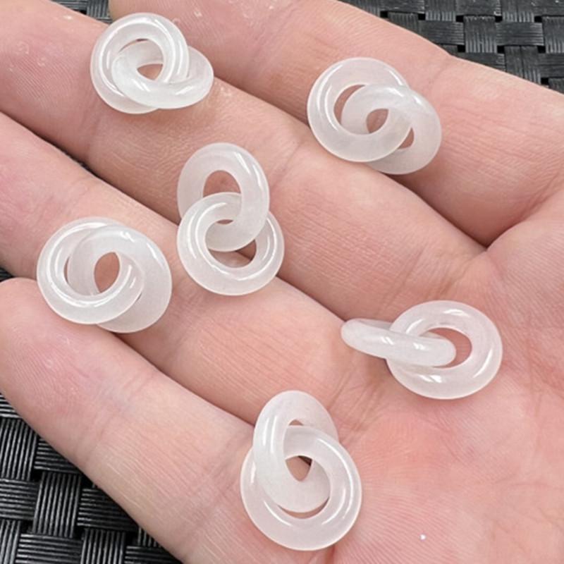 Imitation Jade Round Ring Pendant with Ring, Earring, and Hairpin Options. белый