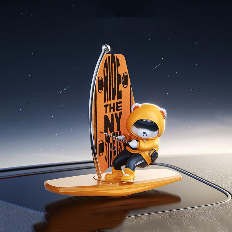 Dashboard Car Decorations Surf Bear Parking Number Plate Creative Car Cartoon Interior Interior Accessories
