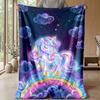 Glowing Magical Unicorn Theme blanket Lightweight Warm Flannel Blanket Decorative Throw Blanket for Home Decoration