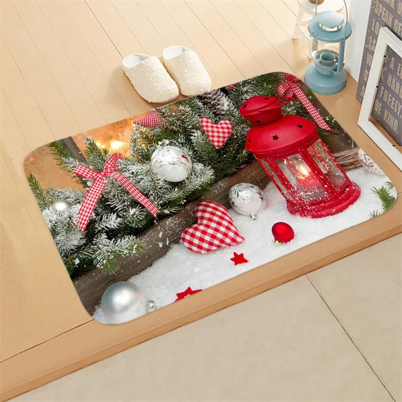 40X60Cm Christmas Outdoor Doormat Merry Christmas Tree Door Mat Red Non-Slip Floor Mats Decorative Entrance Door Rugs