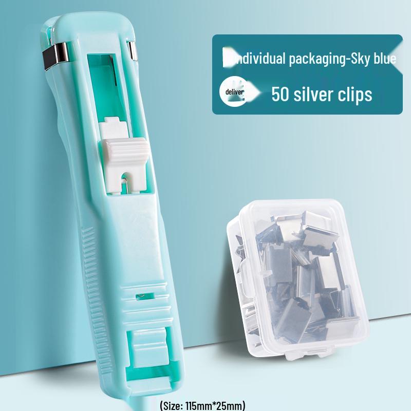 Push Clip and Stapler Set for Organizing Papers and Files