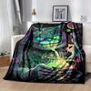 1PC Colorful Fantasy Cat Blanket - Seasonal, Home Decorative Throw, Soft Flannel Throw Blanket - Versatile & Cozy for Bedroom, Living Room,
