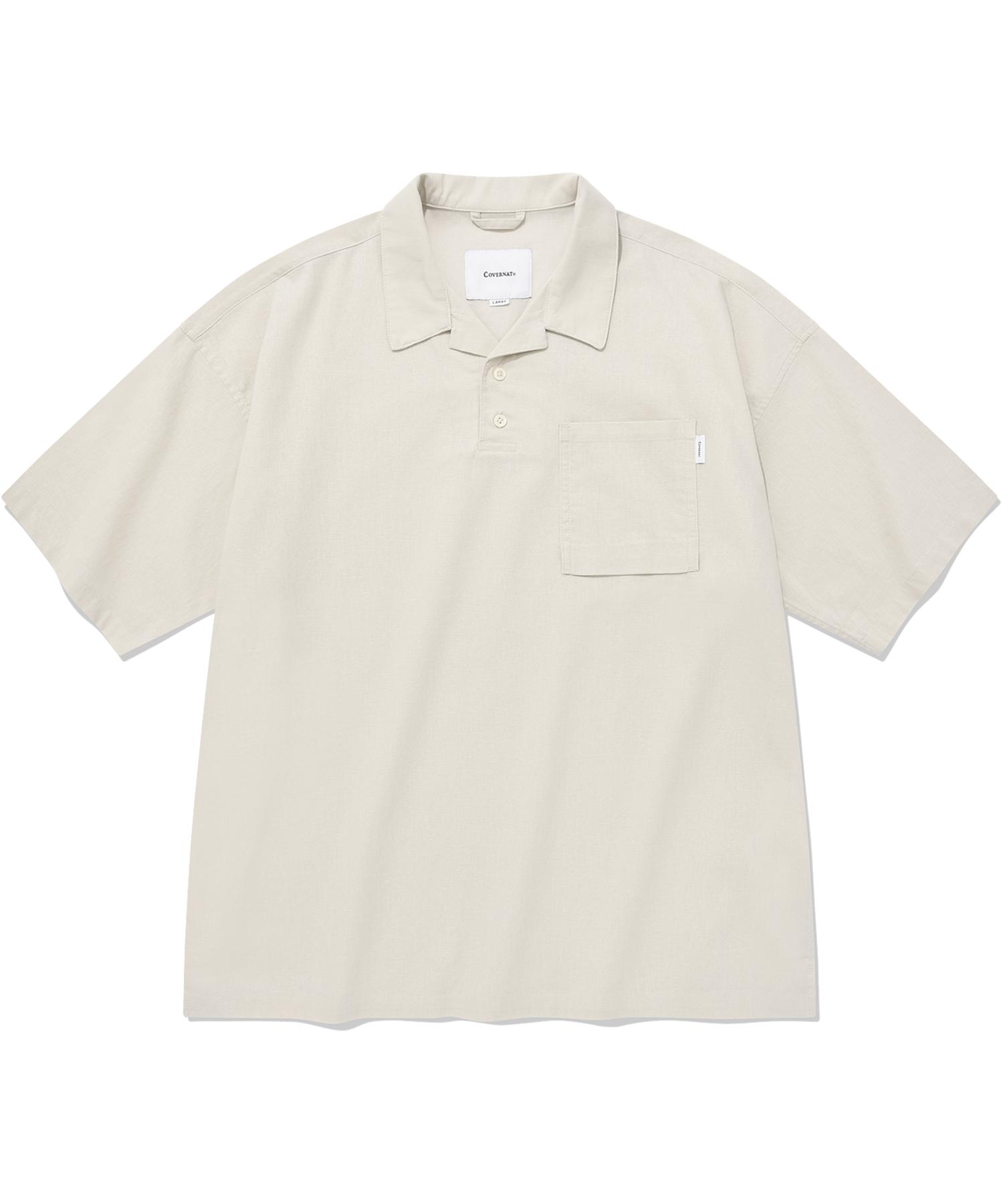 Covernat Linen Pullover Half Shirt Ivory Ivory/S