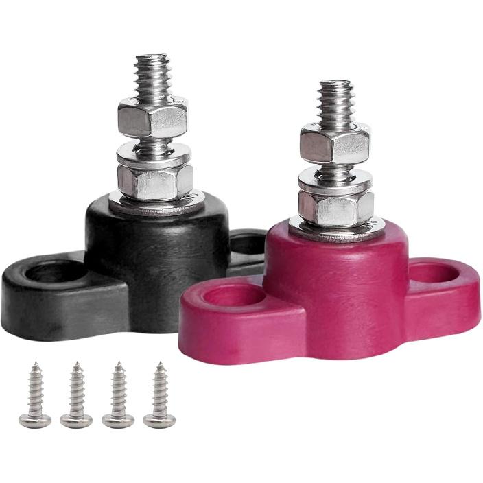 

Ampper 3/8 Power Distribution Block Bus Bar 12V 250A, M10 Single Stud Battery Junction Post Marine Busbar Distribution Block Terminal for Auto Boat 1/4