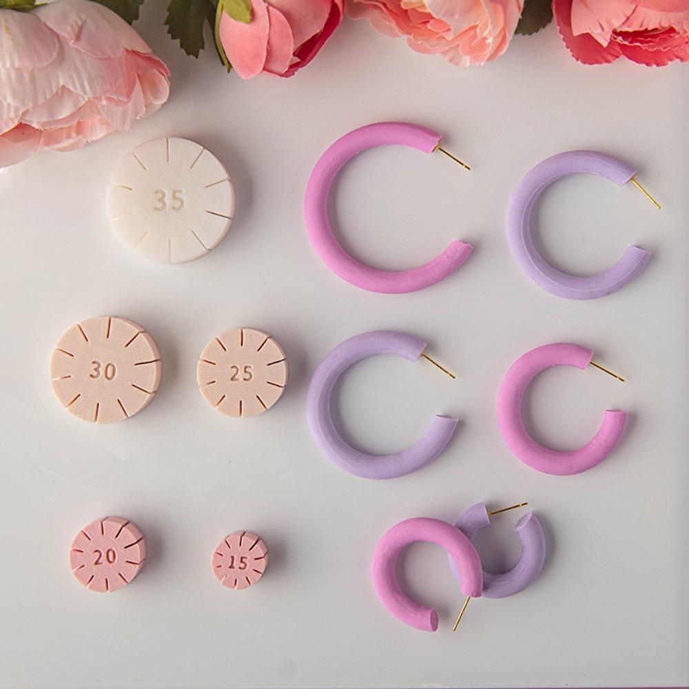 Polymer Clay Earring Mold Set - 5 Sizes (0.6-1.4") Arc Shaping Tools for Beginners in Pastel Colors