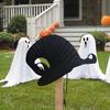 Halloween Hexenhut Groß Falten Schwarz Hexenhut mit Spitze & Wirbeldesign Weihnachtsparty Cosplay Kostüm Requisiten Deko