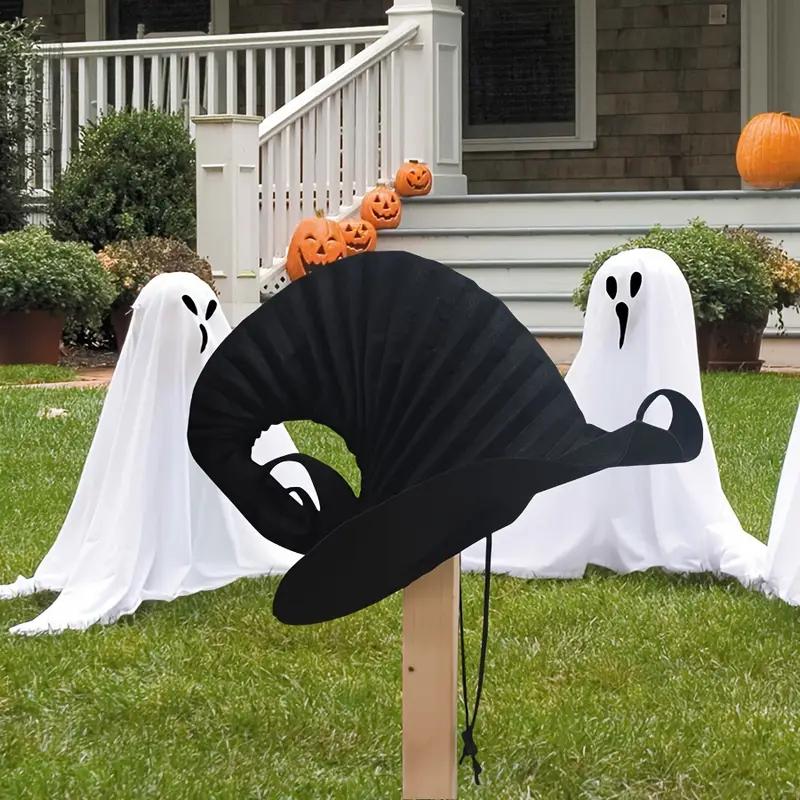 Halloween Hexenhut Groß Falten Schwarz Hexenhut mit Spitze & Wirbeldesign Weihnachtsparty Cosplay Kostüm Requisiten Deko