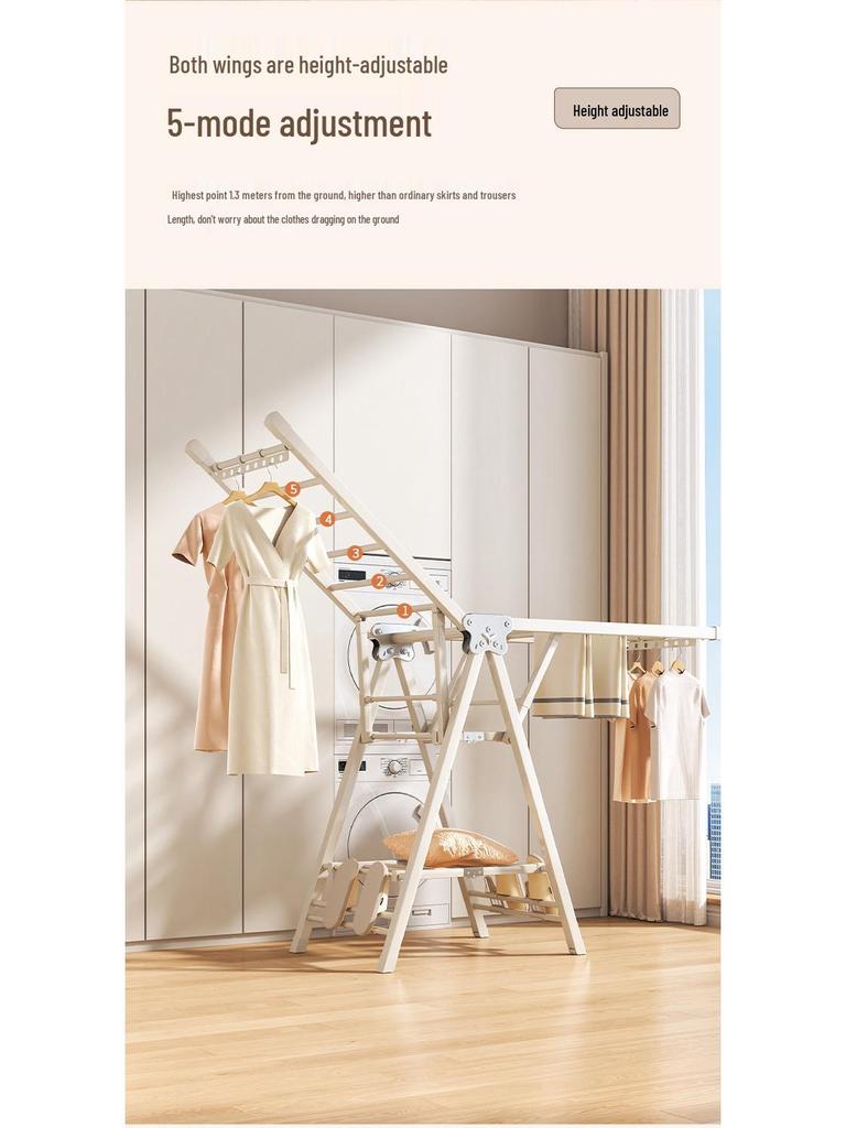 Adjustable Foldable Clothes Drying Rack for Indoor/Outdoor Use - Ideal for Bedroom, Balcony, and Baby Items.
