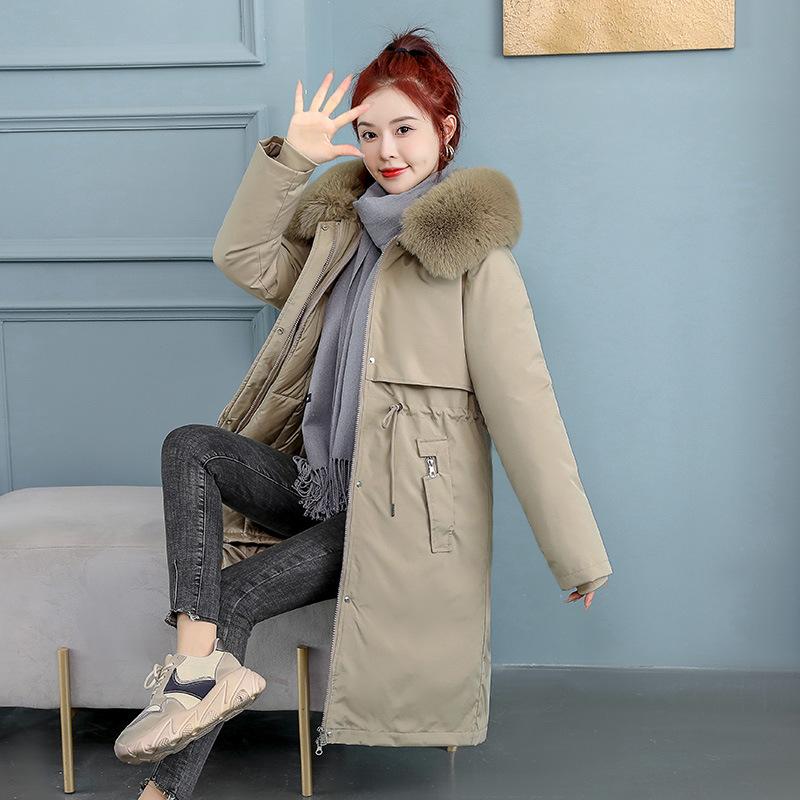 

Новый Длинный Зимний Стиль Длинная Парка Модное Универсальное Хлопковое Пальто Хлопковая Куртка Модное Платье Три-в-Одном Женская Приталенная Куртка M