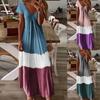 Abito estivo casual da donna con stampa corta a maniche corte con scollo a V