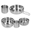 Outdoor Stainless Steel Cookware Set 5‑Piece Camping Portable Cooking Pots Tableware