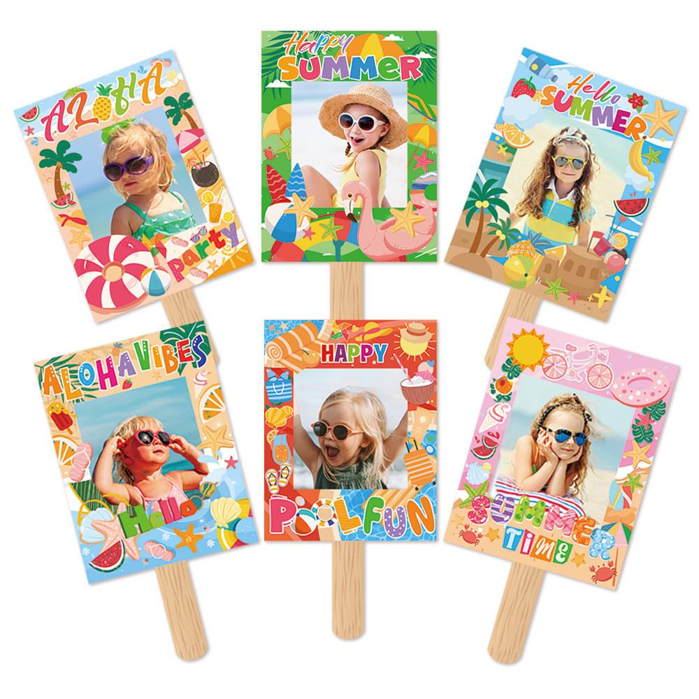 Hawaii Themed Summer Cartoon Pattern Hand Frame Party Decoration Props Photo