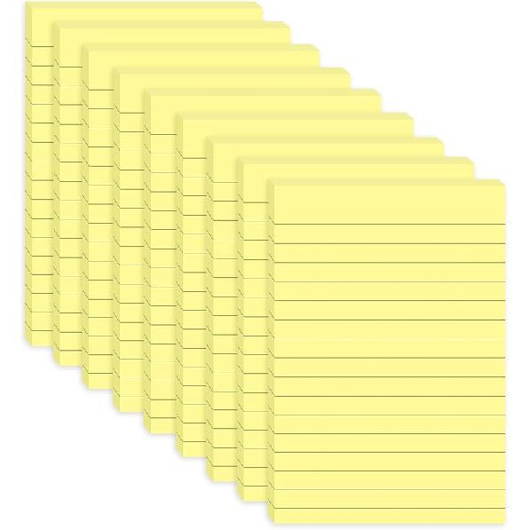9 Pack Lined Sticky Notes 4X6 in Post Sticky Notes with Lines, Large Ruled Post Sticky Colorful Super Sticking Power Memo Pads Strong Adhesive (Pink
